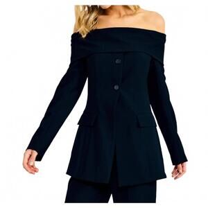 NEW LINE AND DOT derrick off the shoulder top in blue